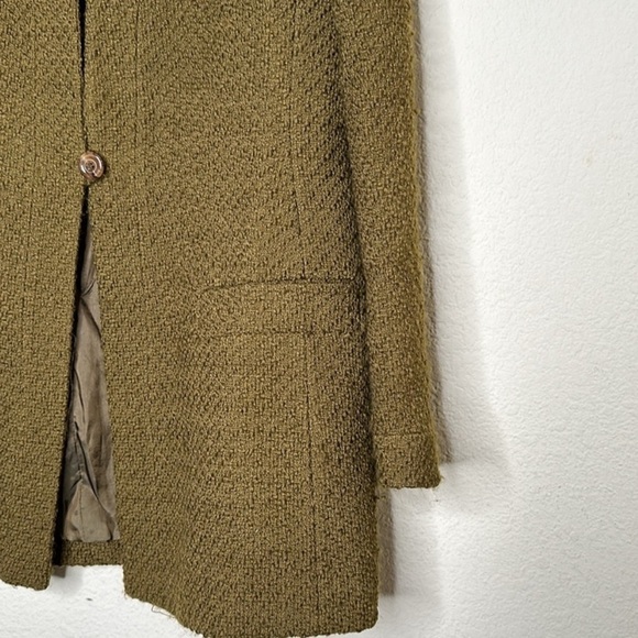 Dei Tre Neiman Marcus Wool Tweed Long Line Blazer Moss Green IT 48 (US L/12) - Picture 8 of 11